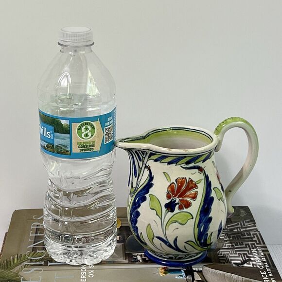 Vintage Floral Italian Ceramic Bud Vase With Handle Multi Flowers Artist Signed - Picture 16 of 16